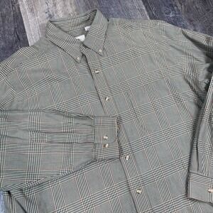 Viyella Mens‎ XL Long Sleeve Button Down Plaid Shirt Cotton Wool Blend Hong Kong